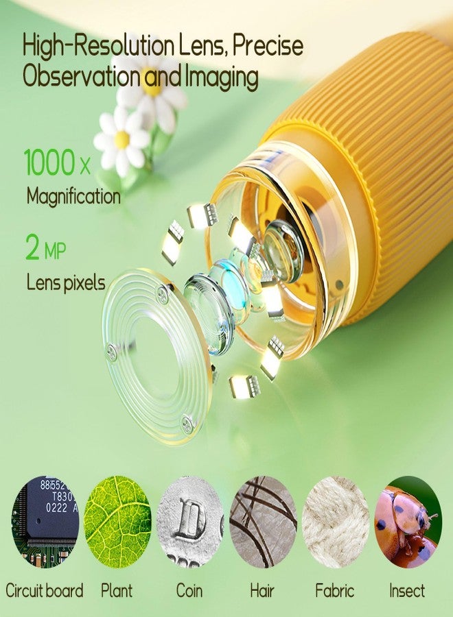 WINWEND Kids Microscope Pocket Microscope -1000X Portable Microscope for Kid | Photo and Video Mini Microscopes | 2'' Digital Little Scientist Microscopes for 3-10 Age Years Old Boys Girls Toys Gifts - Image 4