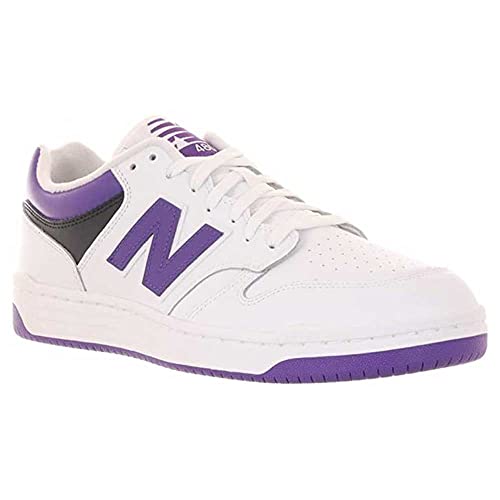New Balance Unisex-Adult BB480 V1 Sneaker, White/Prism Purple/Black, 8.5 - Image 3