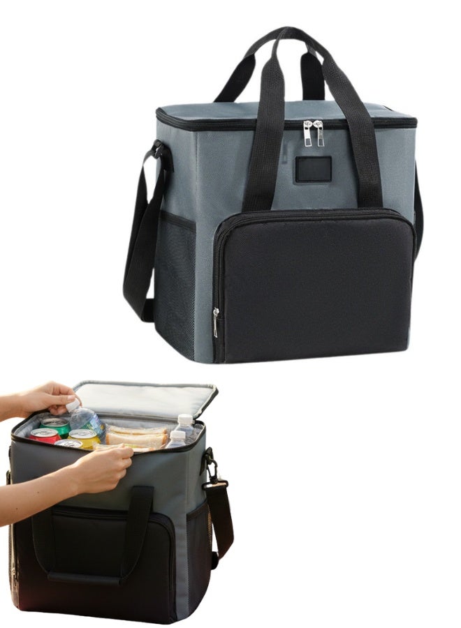حقيبة غداء حرارية كبيرة جدًا - حقيبة تبريد معزولة ببطانة داخلية مانعة للتسرب، وحزام قابل للتعديل، وجيوب تخزين للاستخدام اليومي، والمكتب، والأنشطة الخارجية - 29.5 × 19.5 × 29.5 سم - Image 1