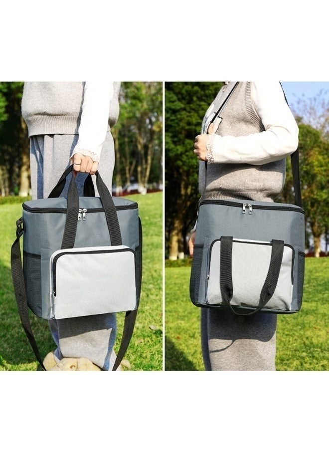 حقيبة غداء حرارية كبيرة جدًا - حقيبة تبريد معزولة ببطانة داخلية مانعة للتسرب، وحزام قابل للتعديل، وجيوب تخزين للاستخدام اليومي، والمكتب، والأنشطة الخارجية - 29.5 × 19.5 × 29.5 سم - Image 4