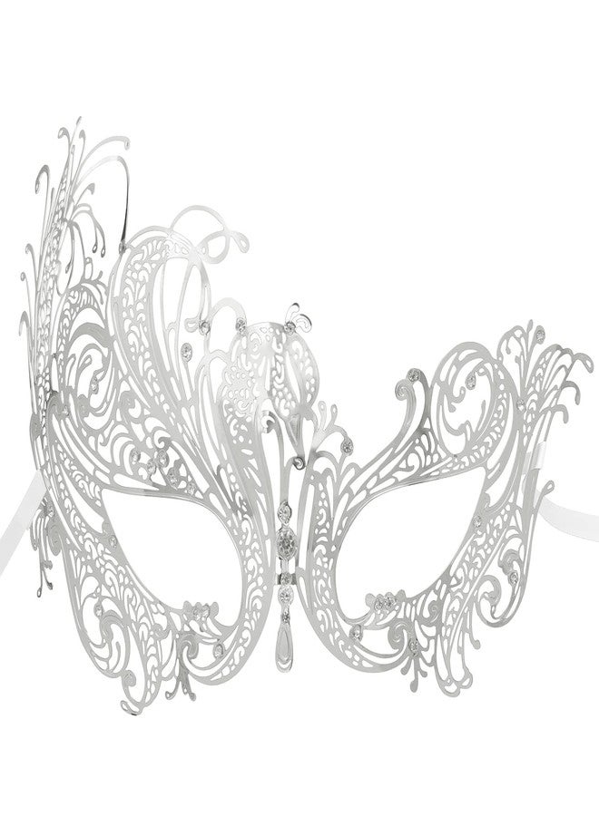 Coddsmz Couple Masquerade Mask Metal Masks Venetian Party Mask Halloween Costume Mask Mardi Gras Mask Party Evening Bar Prom Ball Mask Set for Women and Men Costumes Accessory (Silver+Silver) - Image 5