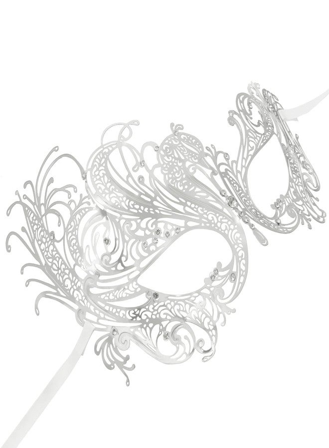 Coddsmz Couple Masquerade Mask Metal Masks Venetian Party Mask Halloween Costume Mask Mardi Gras Mask Party Evening Bar Prom Ball Mask Set for Women and Men Costumes Accessory (Silver+Silver) - Image 4