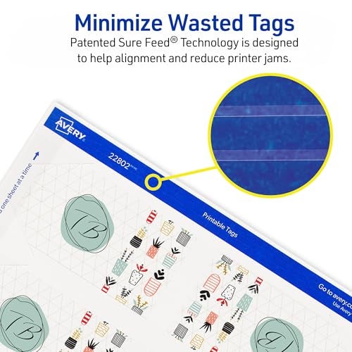 Avery Blank Printable Tags, Sure Feed Technology, 2" x 3.5", White, 96 Customizable Tags, String Included, Great for Branding, Gifts, Merchandising, and More (22802) - Image 4