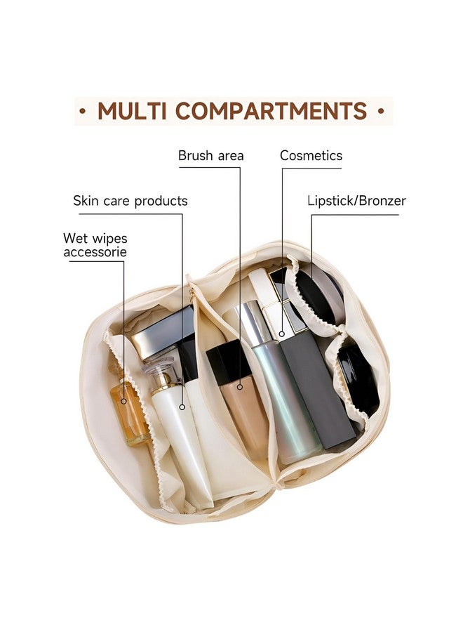 NFI essentials Cosmetic Travel Organizer Bag, Women's Makeup Pouch Toiletry Bag Portable Leather Wide Opening Cosmetics Bag with Handle and Divider - Image 2