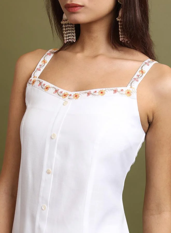 فيشود Embroidered Strappy Kurta and Palazzos Set by Styli