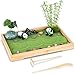 NIUBBI Zen Garden Kit for Desk 11x75 Room Decor with Green Sand Panda Decorative Ornaments Haystack Ceramic Mountain Stones and Rakes Panda Bamboo - Image 3