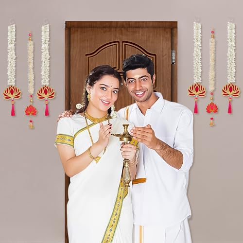 Party Propz Lotus Hangings for Decoration - 6 Pcs Handmade Lotus Flower for Decorations, Wall Decoration Hangings, Pooja Room Decor, Haldi Decorations Items for Home Decor, Wedding Decor (MDF) - Image 5