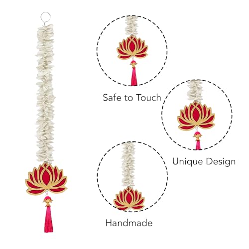 Party Propz Lotus Hangings for Decoration - 6 Pcs Handmade Lotus Flower for Decorations, Wall Decoration Hangings, Pooja Room Decor, Haldi Decorations Items for Home Decor, Wedding Decor (MDF) - Image 3
