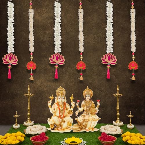 Party Propz Lotus Hangings for Decoration - 6 Pcs Handmade Lotus Flower for Decorations, Wall Decoration Hangings, Pooja Room Decor, Haldi Decorations Items for Home Decor, Wedding Decor (MDF) - Image 1