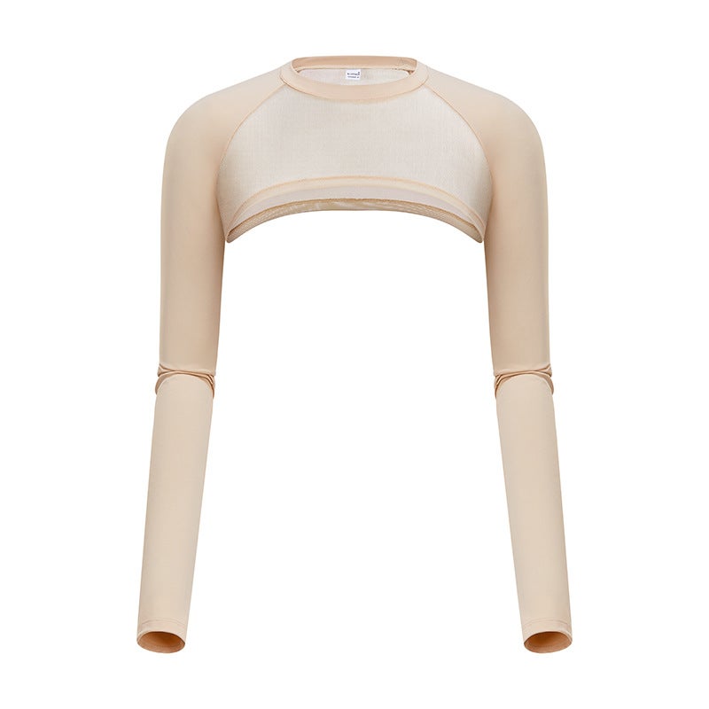 Generic Golf Ice Silk Sunscreen Shirt Womens Long Sleeve Shoulder Mesh Base Clothes Summer Thin Breathable Sunscreen Top Skin color