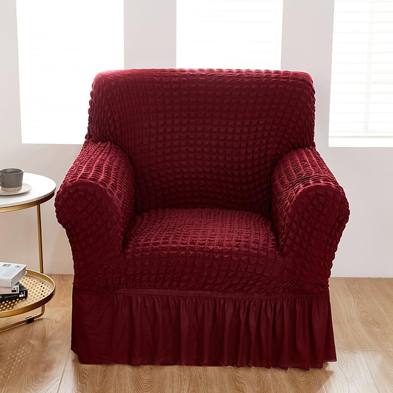 Kuber Industries Kuber Industries Sofa Cover | Single Seater Sofa Cover | Sofa Chair Cover | Couch Cover for Hall | Universal Sofa Slipcover | Elastic Spandex Sofa Cover for Living Room | OSSC006 | Wine Red - Image 1