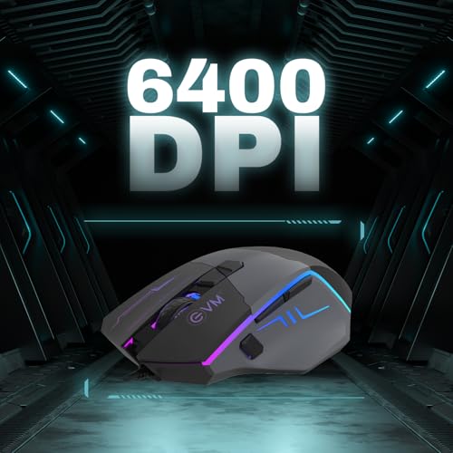 EVM M06087 Wired Gaming Optical Mouse |8 Buttons, 6400 DPI Adjustable | Rainbow RGB Backlit |1.5m Braided Cable, Ergonomic Rubber Grip, USB | 1 Year Warranty (EVM-M06087) - Image 3