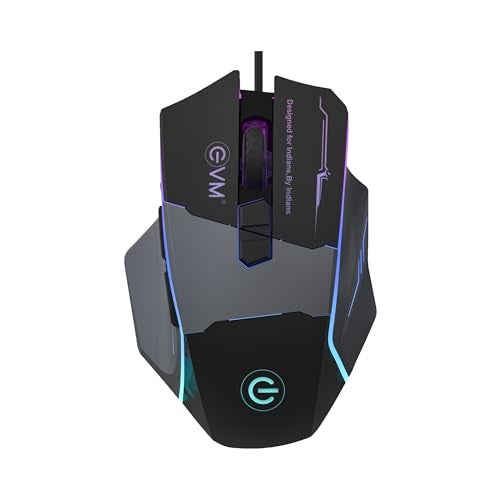 EVM M06087 Wired Gaming Optical Mouse |8 Buttons, 6400 DPI Adjustable | Rainbow RGB Backlit |1.5m Braided Cable, Ergonomic Rubber Grip, USB | 1 Year Warranty (EVM-M06087) - Image 1