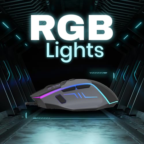 EVM M06087 Wired Gaming Optical Mouse |8 Buttons, 6400 DPI Adjustable | Rainbow RGB Backlit |1.5m Braided Cable, Ergonomic Rubber Grip, USB | 1 Year Warranty (EVM-M06087) - Image 4