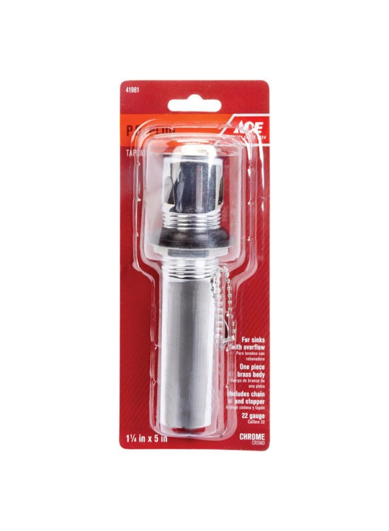 ACE Metal Lavatory Drain W/Chain And Stopper 3.18 x 12.70cm