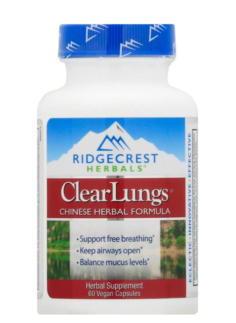 RidgeCrest Herbals ClearLungs (Red), Chinese Formula, 60 Vegetarian Capsules - Image 1