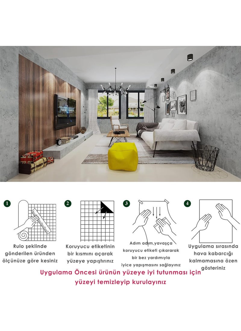 Technosmart 60CM×500CM Self Adhesive Cement Look Wallpaper Cabinet Table Countertop Covering  - Image 5