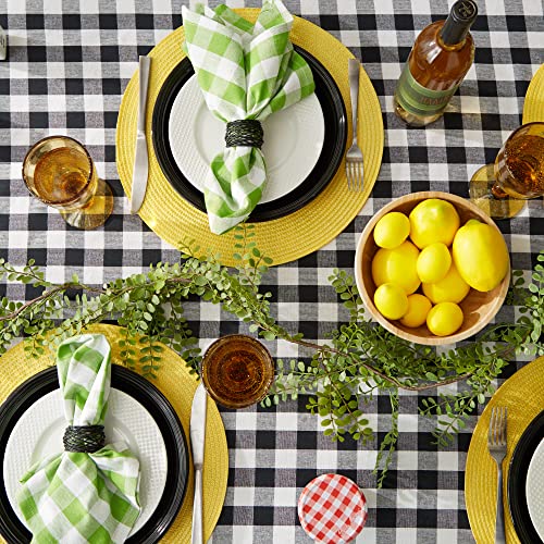 DII Checkered Tabletop Collection 100% Cotton, Machine Washable, Tablecloth, 60x84, Black - Image 5