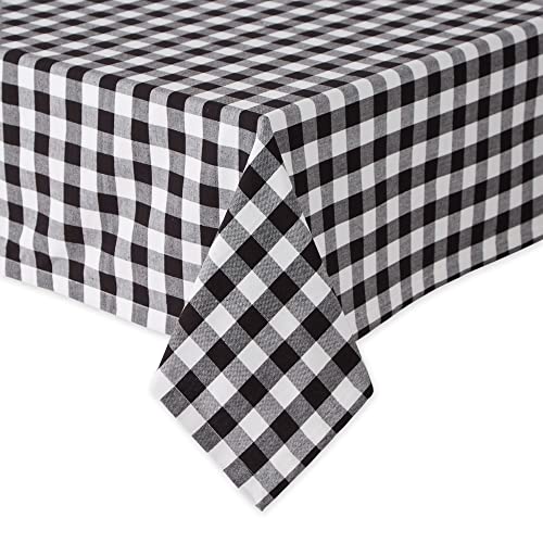 DII Checkered Tabletop Collection 100% Cotton, Machine Washable, Tablecloth, 60x84, Black - Image 2