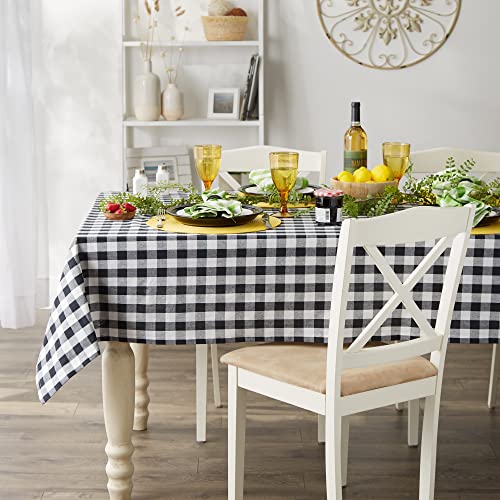 DII Checkered Tabletop Collection 100% Cotton, Machine Washable, Tablecloth, 60x84, Black - Image 4