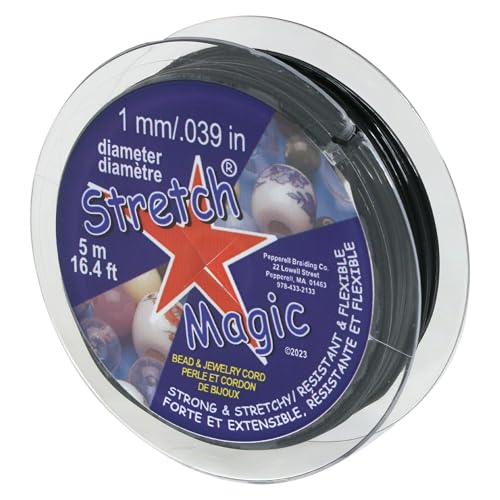 Stretch Magic Elastic Beading Cord – Black Color, 1mm in Diameter, 5-Meter (16.4 ft) - Easy to Knot, Strong & Stretchy String for Making Beaded Jewelry - Image 1