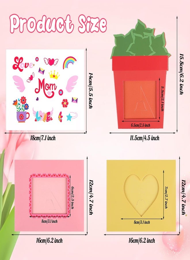 DERAYEE 48 PCS Mother's Day Picture Frame Craft Kit with Stickers, DIY Love You Mom Flowers Heart Paper Photo Frames for Kids Mothers Day Gifts School Classroom Activities - Image 2