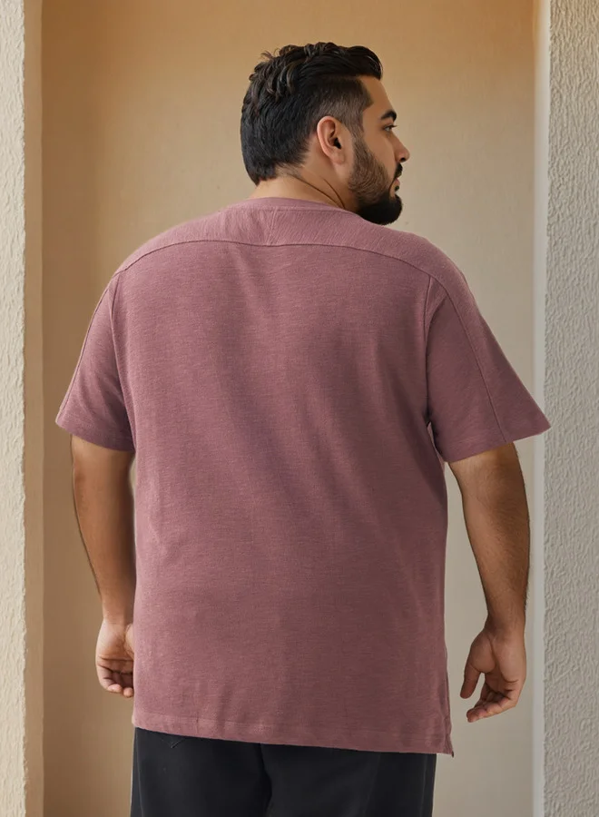 Maxim  Plus Size Slogan Print Cut and Sew T-shirt for Men | Best Price UAE