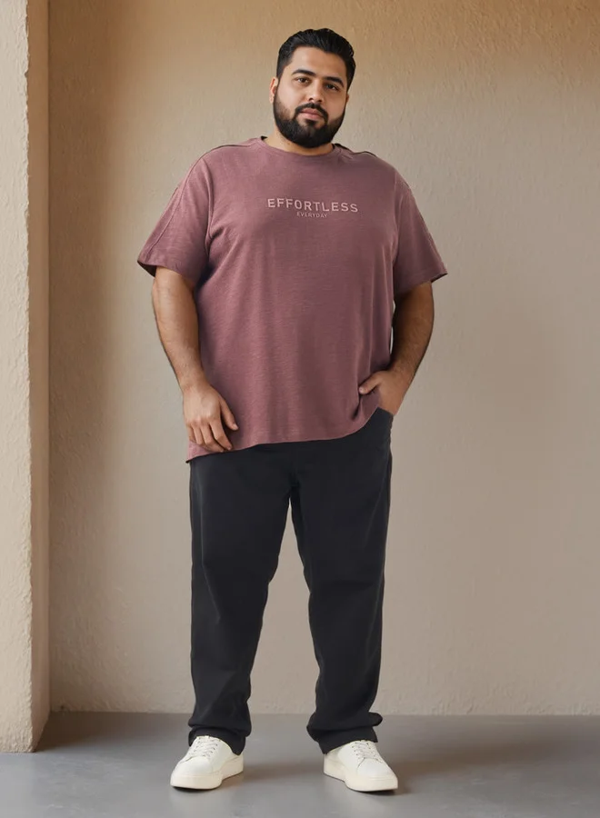 Splash FAV Plus Size Slogan Print Cut and Sew T-shirt