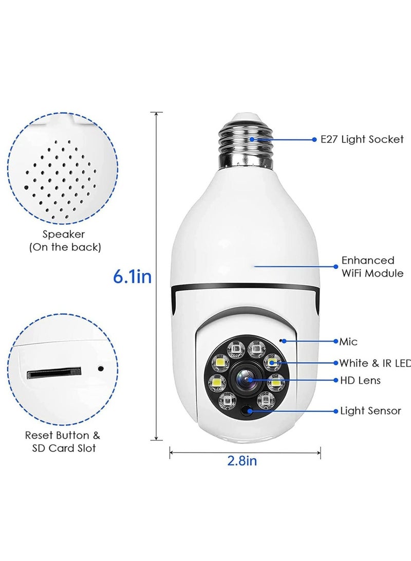 WiFi Light Bulb Camera 360 Degree Wireless Outdoor Security Camera Home Surveillance Cam with 1080P Color Night Vision Human Motion Detection(4-PCS) - Image 2