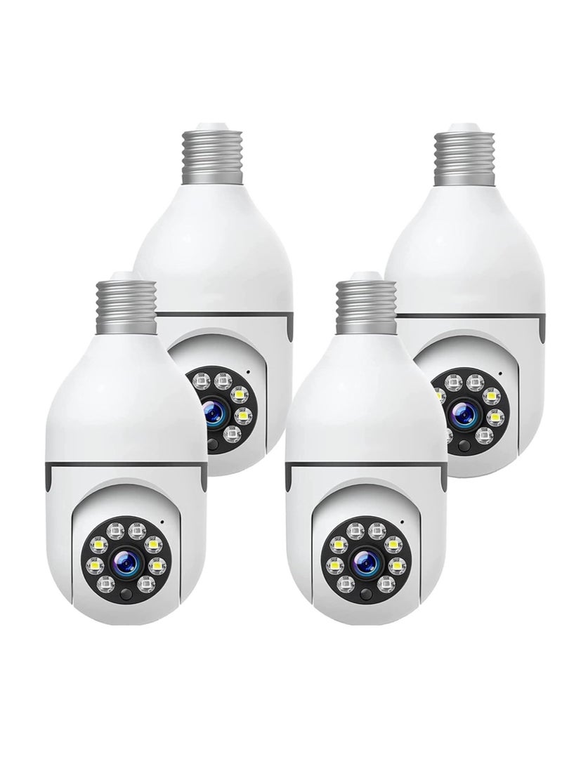 WiFi Light Bulb Camera 360 Degree Wireless Outdoor Security Camera Home Surveillance Cam with 1080P Color Night Vision Human Motion Detection(4-PCS) - Image 1