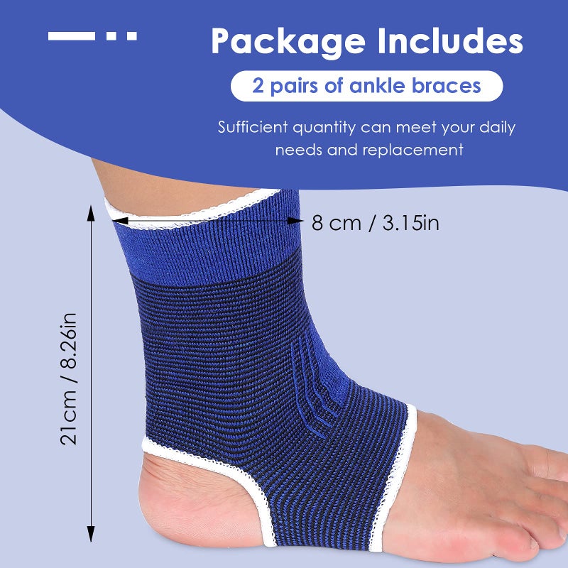 Haysandy 4 Pieces/ 2 Pair Kids Ankle Support Brace Elastic Kids Compression Socks Knitted Ankle Sleeve for Jogging Running Fitness(Dark Blue,0-15 Years) - Image 2
