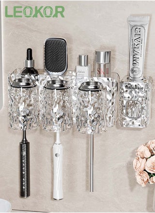 3 Cup Toothbrush Holders with Toothpaste Dispenser Wall Mounted Multi-Functional Space Saving Toothbrush Organizer Glacier Pattern Non Punching Toothbrush Shelf - pzsku/ZC2F420494F8E38977D44Z/45/_/1713255587/30b24d63-acda-4956-9003-f16e43fb1365