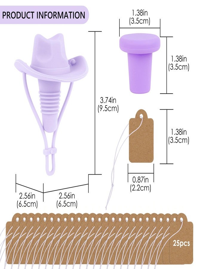 Biiange Purple Cowboy Hat Wine Stopper Gift Set, Western Bar Accessories with Silicone Stoppers, Paper Tags & Gift Box, Unique Wine Gifts for Party, Wedding & Home Bar - Image 2