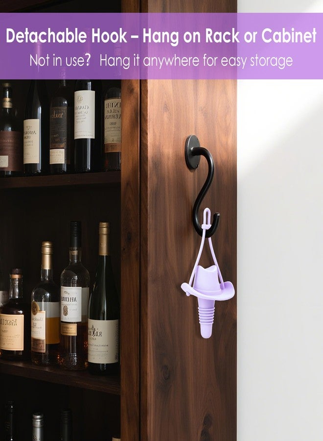 Biiange Purple Cowboy Hat Wine Stopper Gift Set, Western Bar Accessories with Silicone Stoppers, Paper Tags & Gift Box, Unique Wine Gifts for Party, Wedding & Home Bar - Image 4