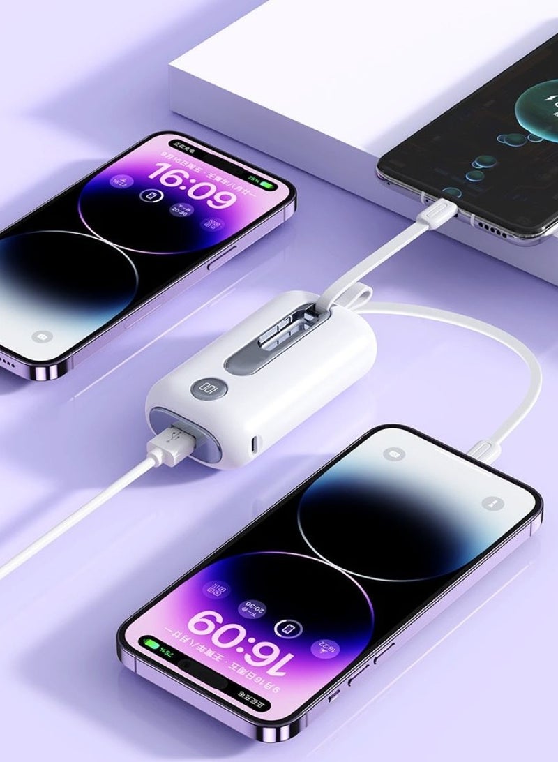 باور بانك بمروحة صغيرة 2 في 1، شحن سريع وشاشة رقمية، 10000 مللي أمبير، تصميم متعدد الوظائف قابل للفصل، مروحة محمولة محمولة، كابل باور بانك مدمج للسفر/الخارج/المنزل/المكتب - أبيض - Image 5