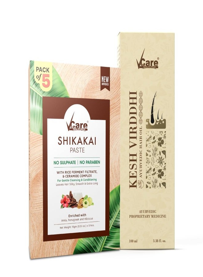 VCare Ayurvedic Shampoo (5x15g) + Hair Oil 100ml | Ayurvedic Hair Care - Image 1