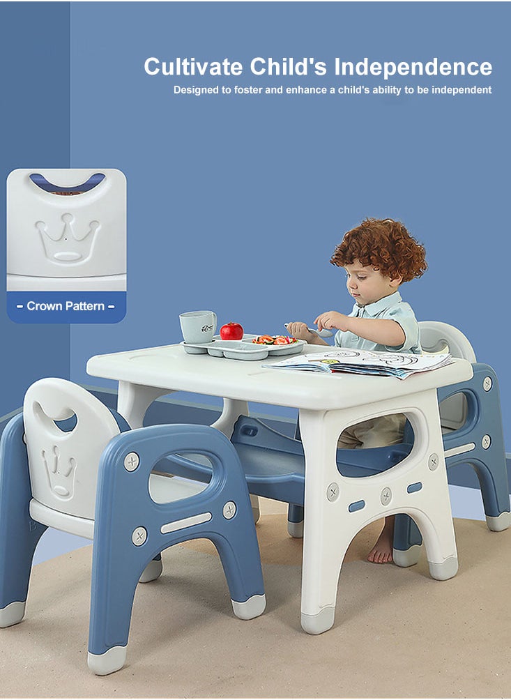Kids Table and Chairs Set with Built-in Storage Montessori Design for Toddlers, Ideal for Drawing, Dining, Playing, Easy to Clean and Durable