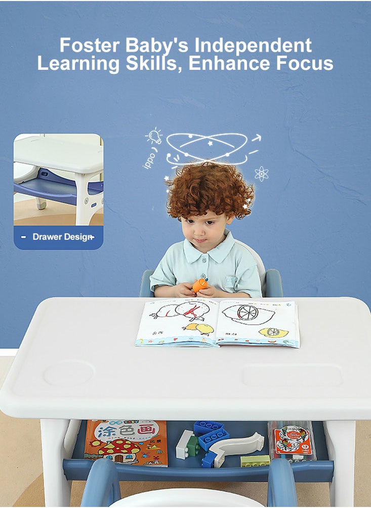 Kids Table and Chairs Set with Built-in Storage Montessori Design for Toddlers, Ideal for Drawing, Dining, Playing, Easy to Clean and Durable