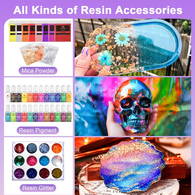 Smallbudi 2 Gallon Epoxy Resin Kit with Pump, Resin Pigment, Mica Powder, Gold Foil, Cups & Stick, Crystal Clear Resin Beginner Supplies for Coating Casting Table,Molds,Jewelry Making, DIY Art Craft - Image 2