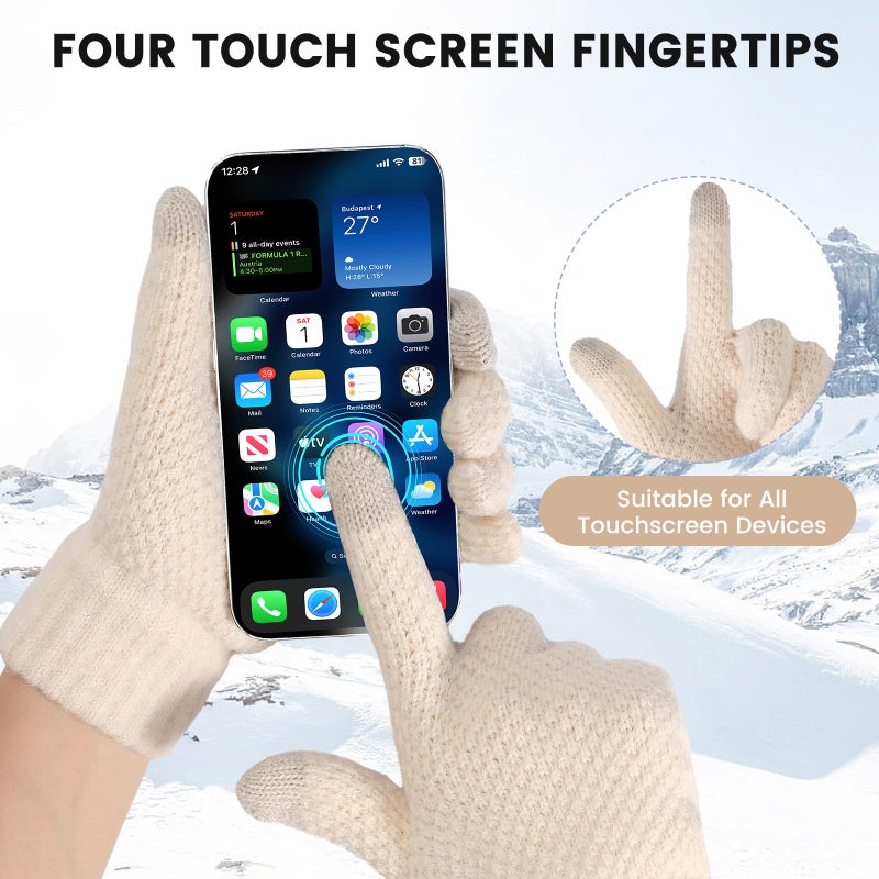Loiyadn Winter Gloves - 2 Pairs Women's Winter Gloves, Winter Touchscreen Gloves Women Men, Warm Knit Gloves for Cold Weather - Image 5