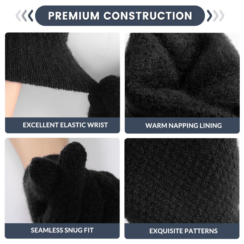 Loiyadn Winter Gloves - 2 Pairs Women's Winter Gloves, Winter Touchscreen Gloves Women Men, Warm Knit Gloves for Cold Weather - Image 4