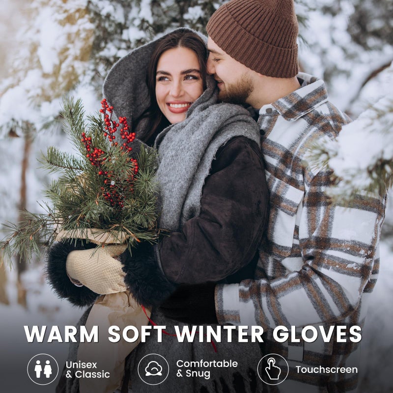 Loiyadn Winter Gloves - 2 Pairs Women's Winter Gloves, Winter Touchscreen Gloves Women Men, Warm Knit Gloves for Cold Weather - Image 2