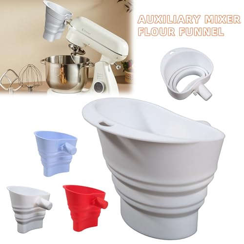 COMFYTOUCH Flour Funnel for Kitchen Aid Mixer, Kitchen Funnel for KSM150 5-Quart Tilt-Head Mixers, Silicone Kitchen Funnels, Flour & Egg Liquid are Easy to Pour, Dishwasher Safe(White) - Image 3