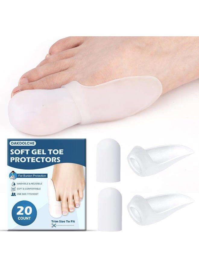 OAKDOLCHE 20 Count Bunion Pads & Toe Protector Set, 10P Toe + 10P Bunion Correctors, Soft Gel Toe Cap for Foot Pain Relief, Friction & Pressure Protection - Image 1
