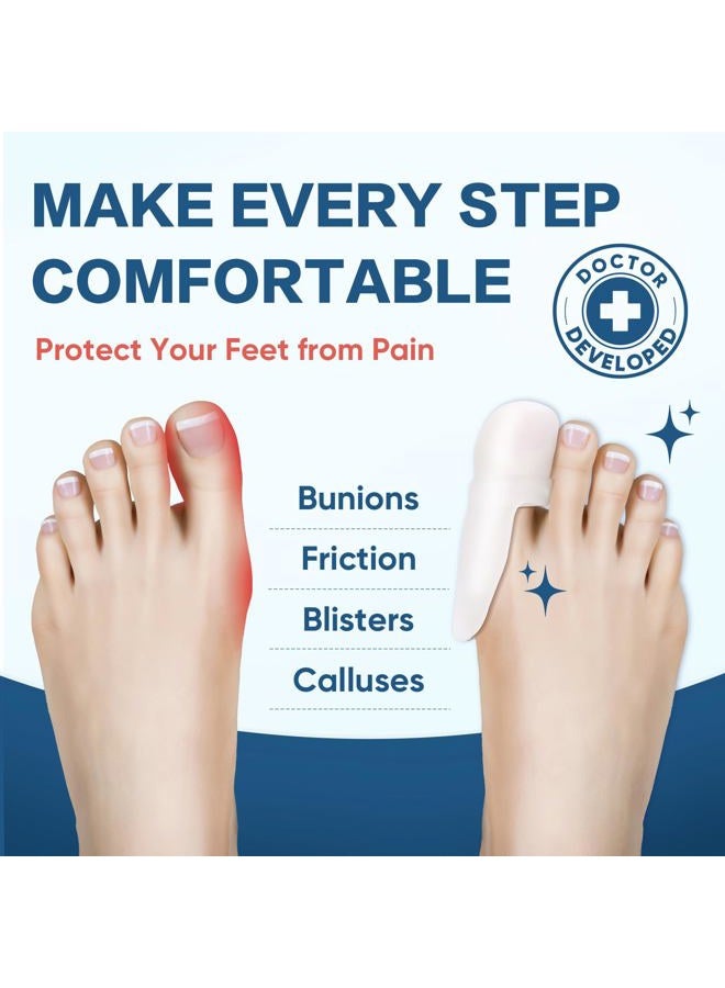 OAKDOLCHE 20 Count Bunion Pads & Toe Protector Set, 10P Toe + 10P Bunion Correctors, Soft Gel Toe Cap for Foot Pain Relief, Friction & Pressure Protection - Image 3