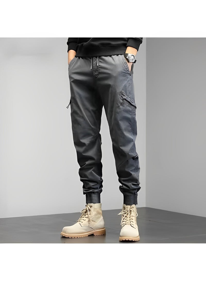 REOCLE Mens Casual Pants Multi-Pockets Cargo Pants Jogger Multi Pockets Outdoor Hiking Work Sweatpants Gym Drawstring Long Pants - Image 2