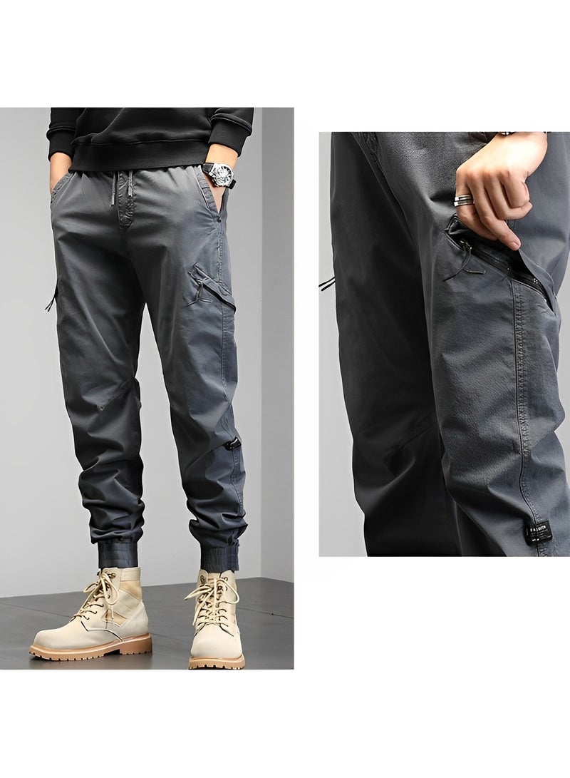 REOCLE Mens Casual Pants Multi-Pockets Cargo Pants Jogger Multi Pockets Outdoor Hiking Work Sweatpants Gym Drawstring Long Pants - Image 3