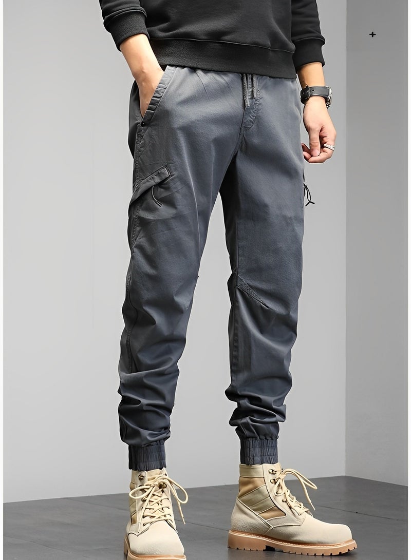 REOCLE Mens Casual Pants Multi-Pockets Cargo Pants Jogger Multi Pockets Outdoor Hiking Work Sweatpants Gym Drawstring Long Pants - Image 5