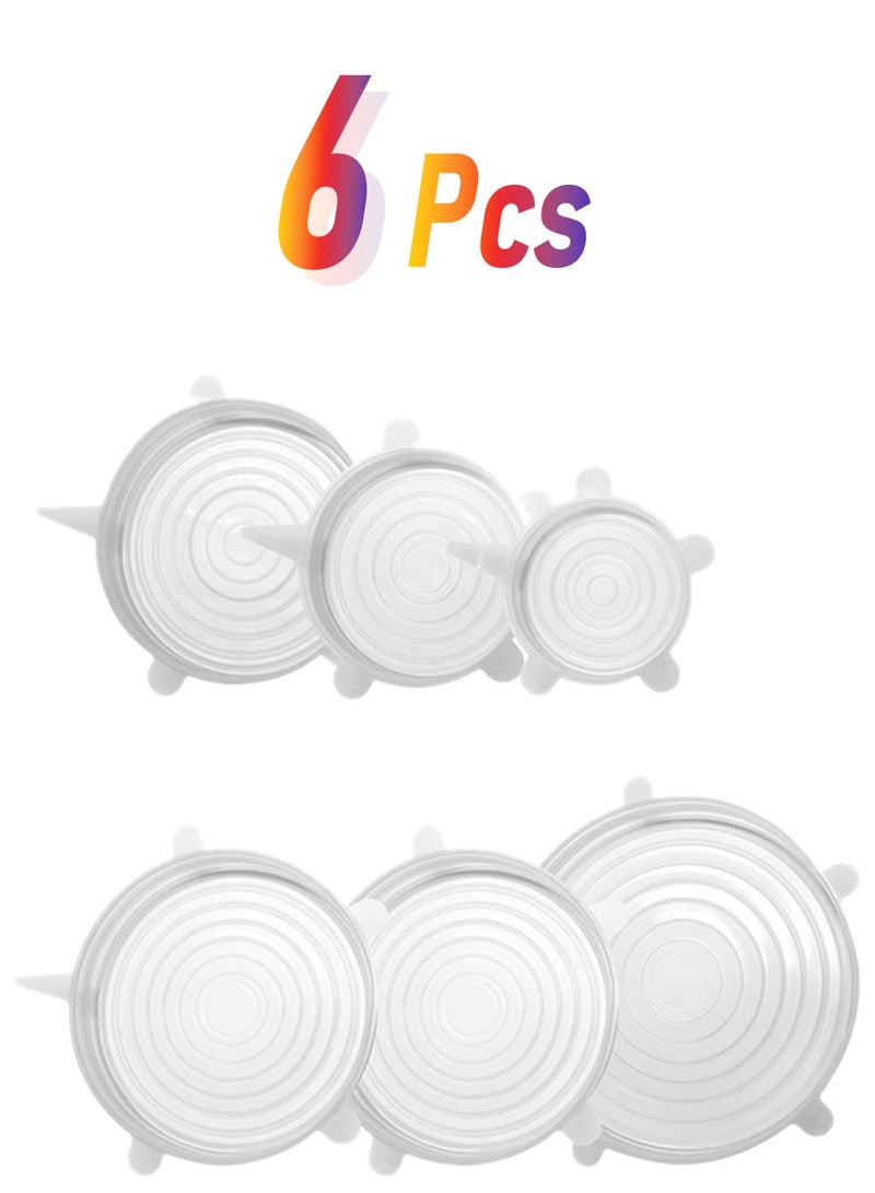 6-Piece Stretchable Silicone Lids Clear 6-Piece - Image 1