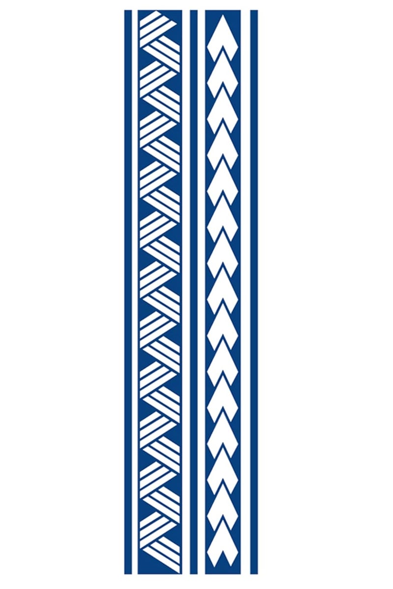 Semipermanent Temporary Tattoo Stickers 2025 days Lifespan For Men Women Boys Girls Waterproof 3D Realistic Arm Band Hand Compass Tatto Sticker Blue Coloured Temp Watertransfer Tribal Armband Temporary Tattoo Blue Geometric Pattern Unisex Size24X63cm GZBH034 - Image 5